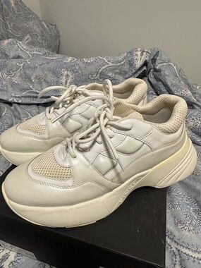 Pinko Cream and Off-White Platform Sneakers